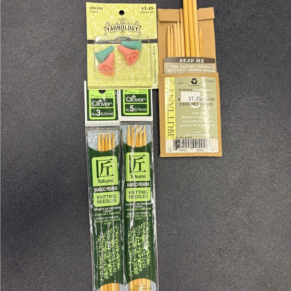Bamboo Knitting Needles Set - Green and Tan